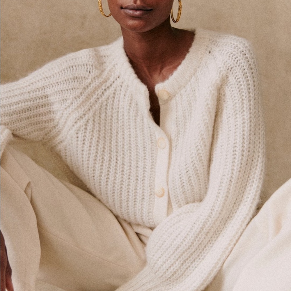 Sezane Emile Cardigan Ecru - Size XXL